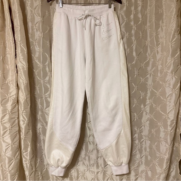 NIKE White Opal Fleece Oversized Joggers Sweat Pants Iridescent Swoosh - Picture 3 of 15
